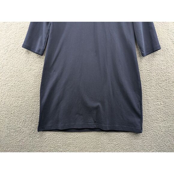 Talbots Women's size Large Navy Blue Sheath Dress 3/4 Sleeve Cotton - Picture 3 of 11
